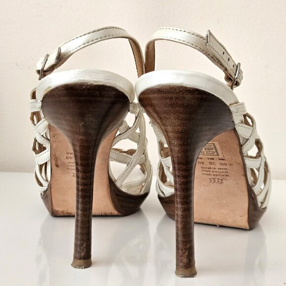 🌼ALDO Pearl White Strappy Slingback Heel Sandals - Picture 5 of 10